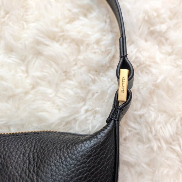 Brand New ALLSAINTS Half Moon Leather Crossbody Bag in Black - Picture 4 of 10